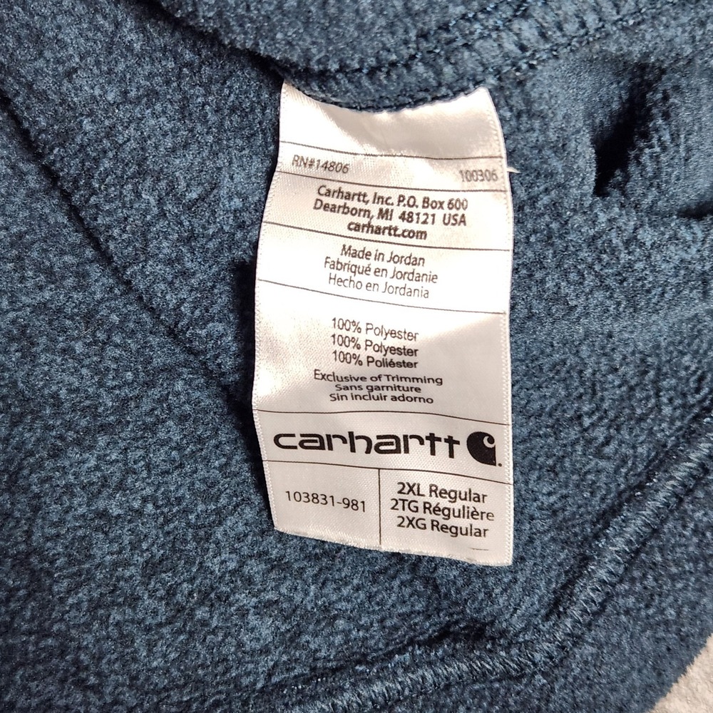 Carhartt Fleece Sweater Men 2XL XXL Blue Dalton Half Zip Long Sleeve Workwear - Picture 6 of 6